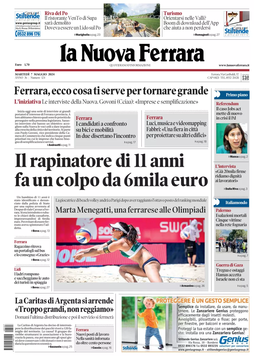 Prima-pagina-nuova ferrara-oggi-edizione-del-2024-05-07